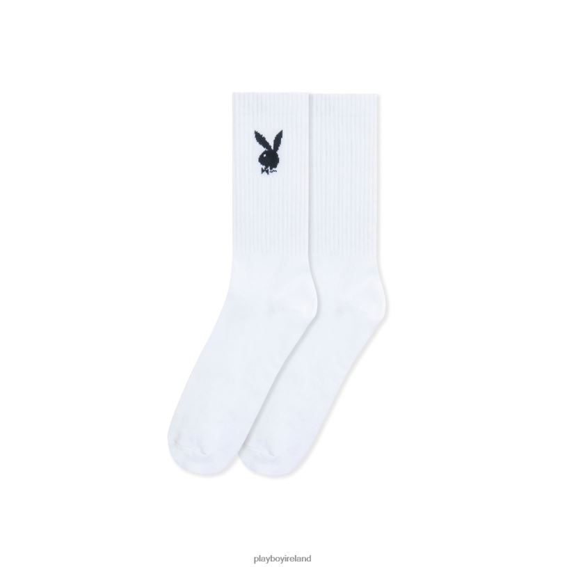 Playboy Men Classic Logo Crew Socks HBFB697 Clothing White