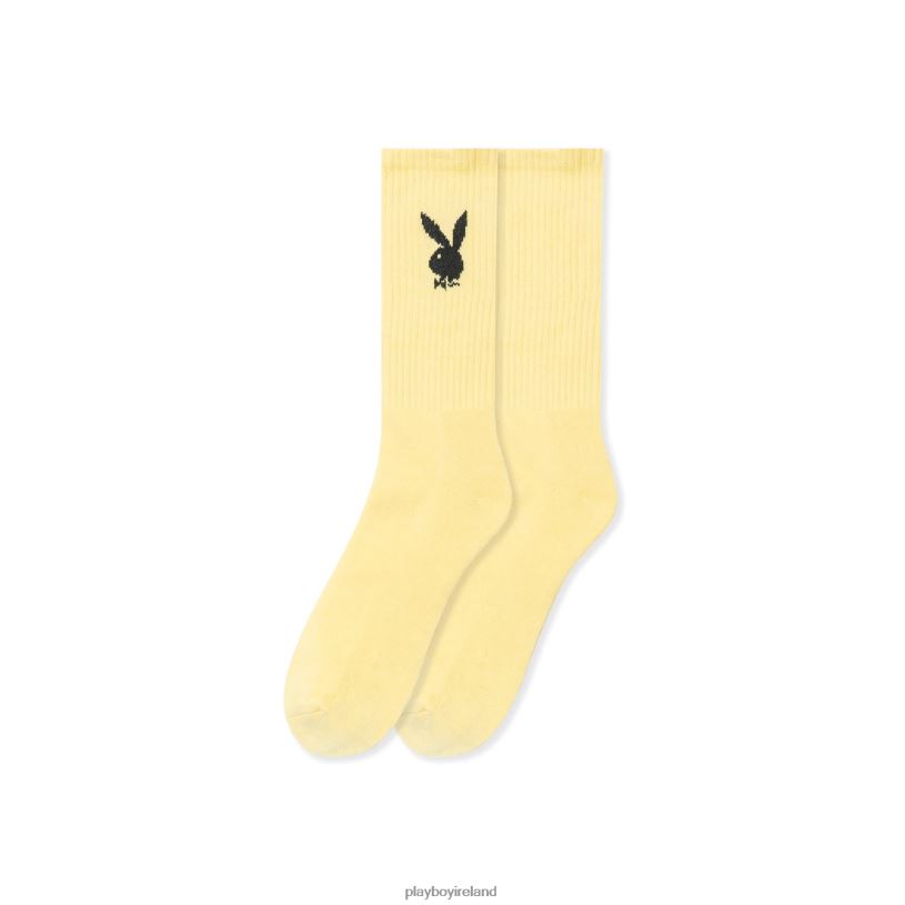 Playboy Men Classic Logo Crew Socks HBFB699 Clothing Yellow