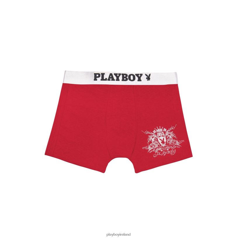Playboy Men Solid Logo Boxer Brief HBFB675 Clothing Red