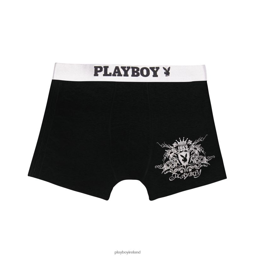 Playboy Men Solid Logo Boxer Brief HBFB676 Clothing Black