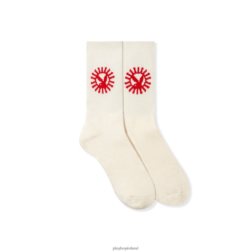 Playboy Men Sun Up Socks HBFB684 Clothing White