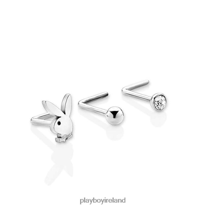 Playboy Women Bunny Nose Studs, 3 Pack HBFB1630 Accessory Gold