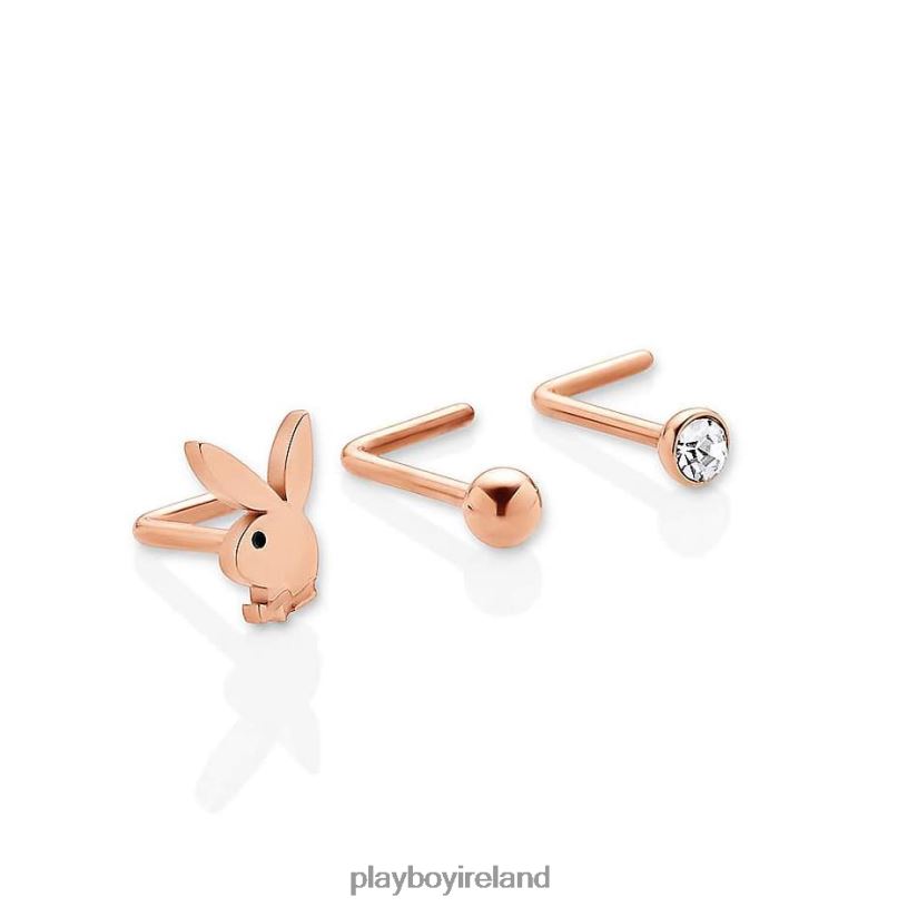 Playboy Women Bunny Nose Studs, 3 Pack HBFB1631 Accessory Rose Gold