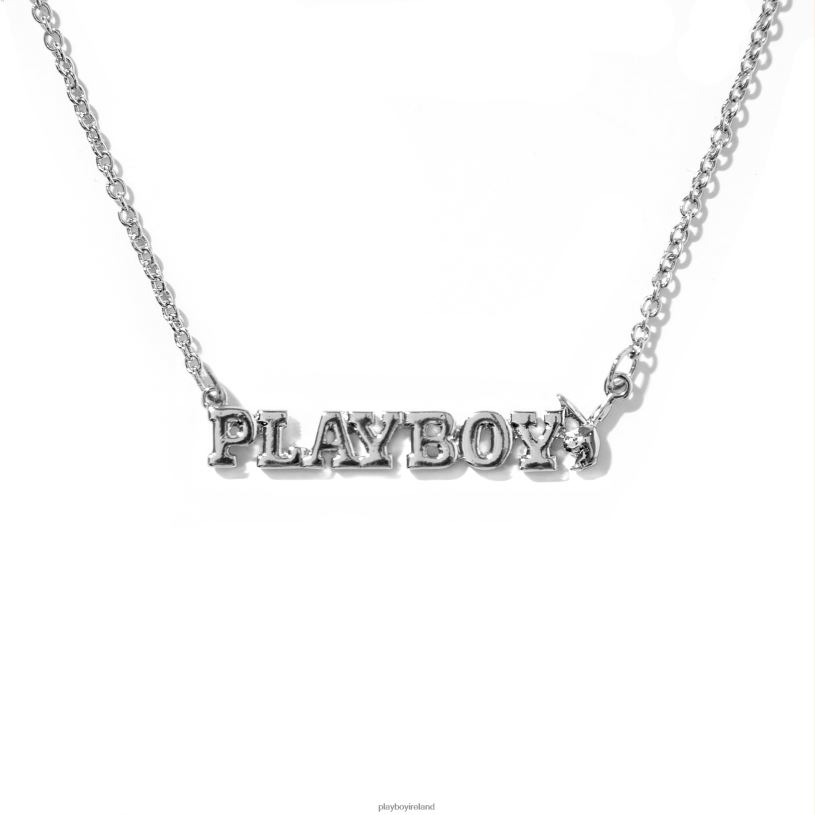 Playboy Women Masthead Nameplate Necklace HBFB1626 Accessory Silver