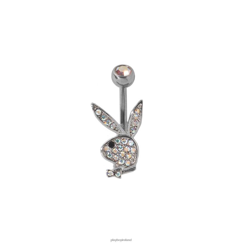 Playboy Women Pave Rabbit Head Belly Ring HBFB1622 Accessory Silver