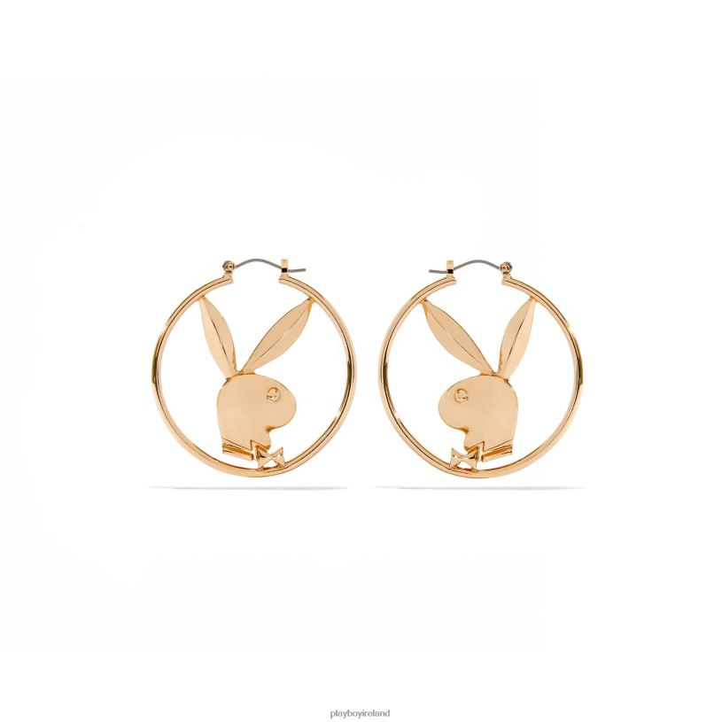 Playboy Women Rabbit Head Hoop Earrings HBFB1637 Accessory Gold