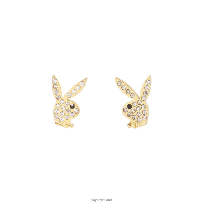 Playboy Women Rabbit Head Pave Stud Earrings HBFB1638 Accessory Gold