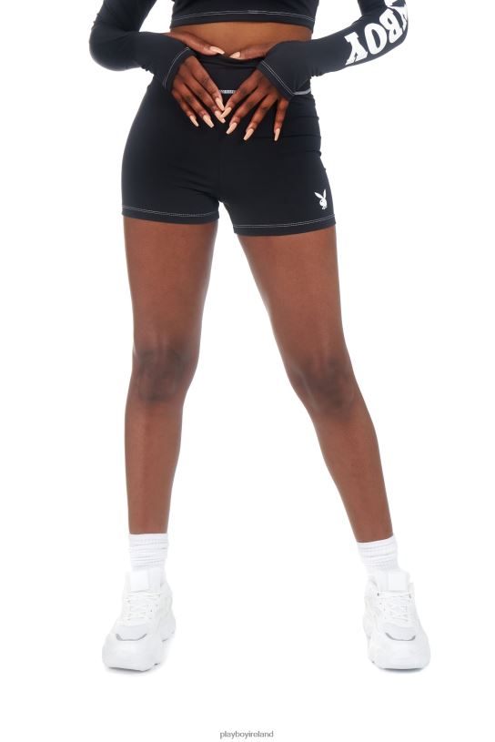 Playboy Women Active Ruched Shorts HBFB1262 Clothing Black