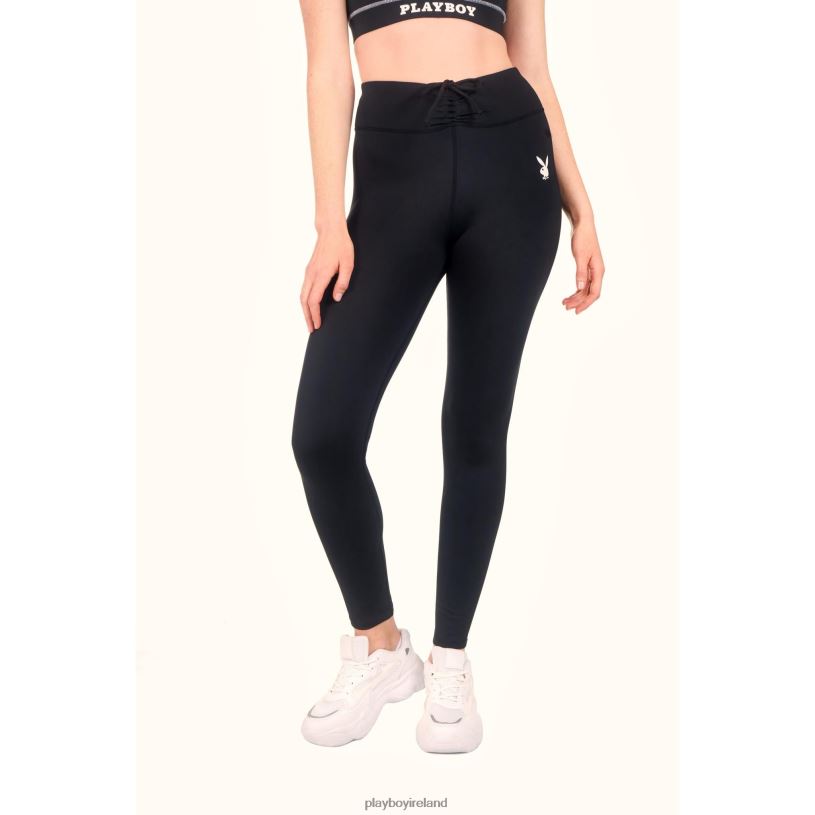 Playboy Women Active Ruched Waistband Leggings HBFB1326 Clothing Black