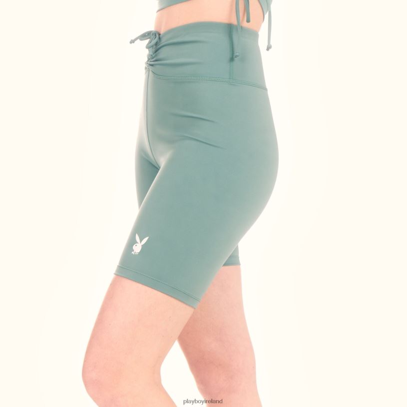 Playboy Women Active Tie Ruched Bike Shorts HBFB1323 Clothing Green