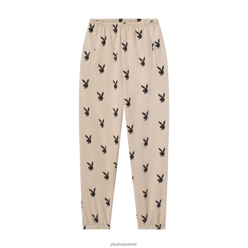 Playboy Women All Over Bunny Sweatpants HBFB665 Clothing Tan
