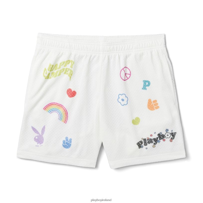 Playboy Women Basketball Shorts HBFB1336 Clothing Star white