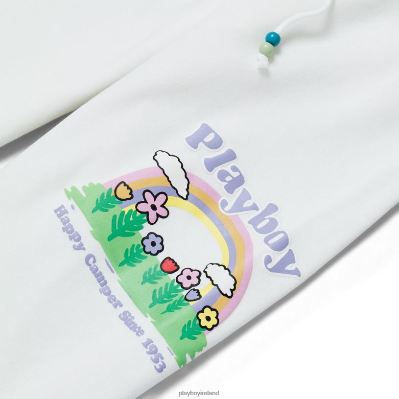 Playboy Women Beaded Rainbow Sweatpants HBFB1218 Clothing Star white