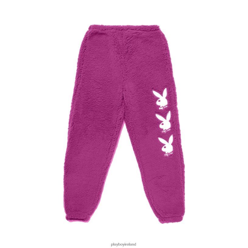 Playboy Women Bunny Leg Sherpa Sweatpant HBFB1241 Clothing Deep orchid