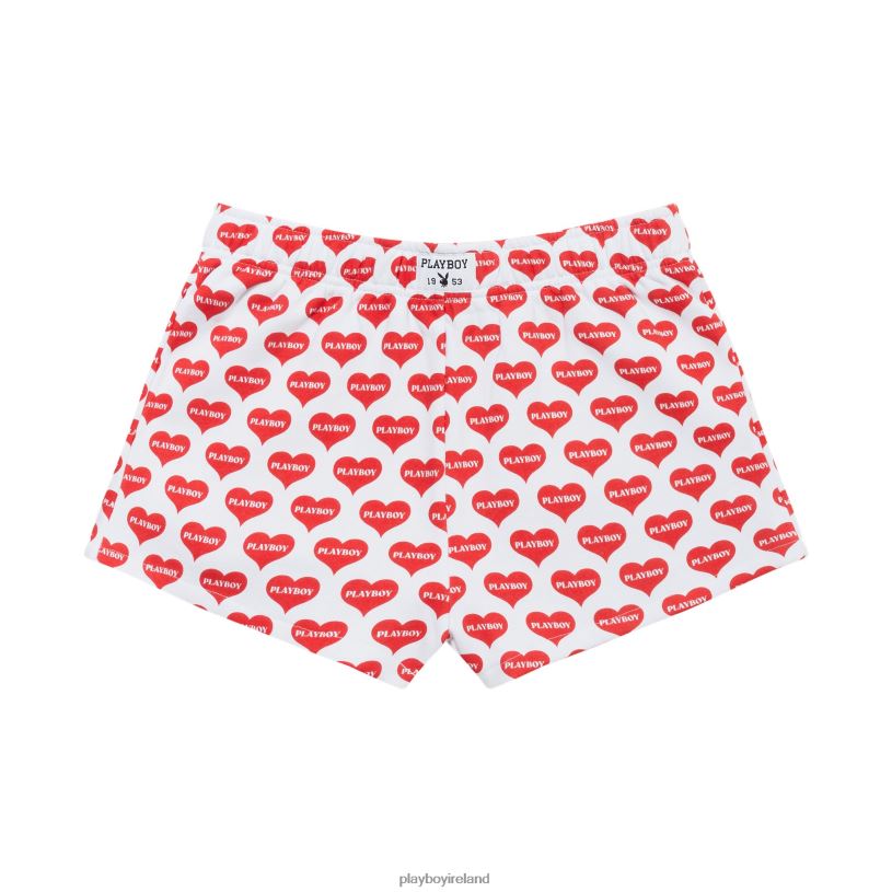 Playboy Women Heart Lounge Boxer Shorts HBFB1264 Clothing Red/White