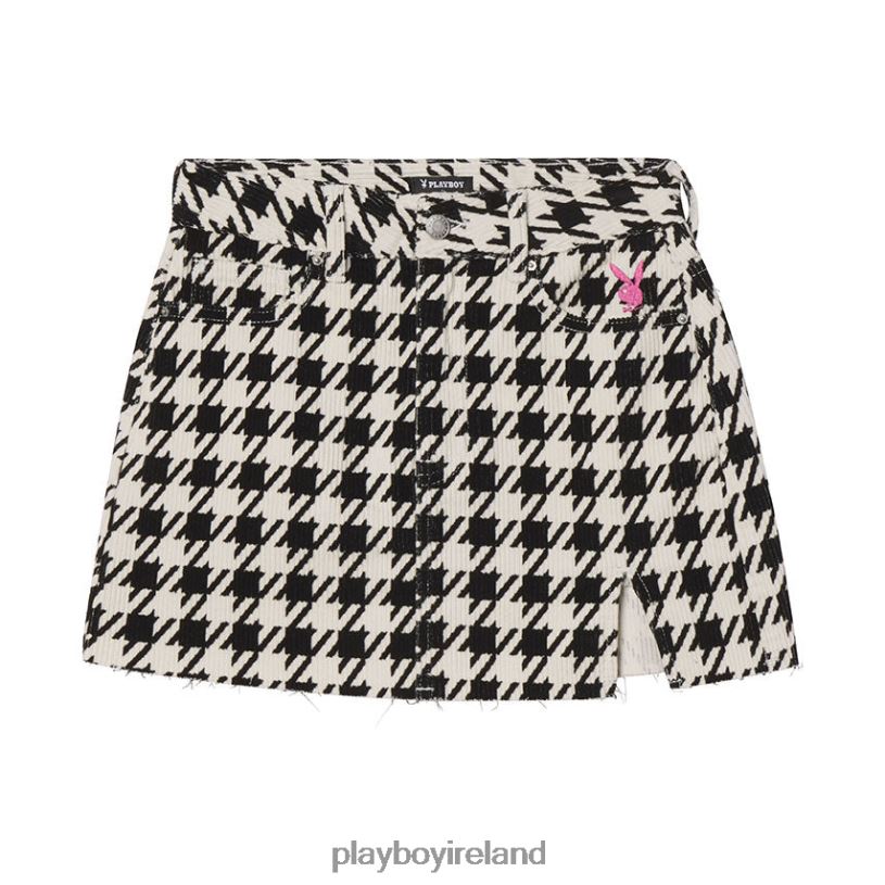 Playboy Women High Waisted Mini Skirt HBFB1216 Clothing Houndstooth