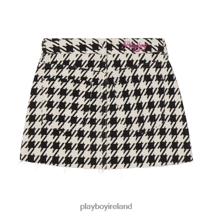 Playboy Women High Waisted Mini Skirt HBFB1216 Clothing Houndstooth