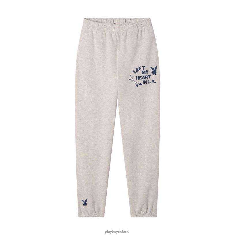 Playboy Women Left My Heart in L.A. Sweatpant HBFB1217 Clothing Heather Grey