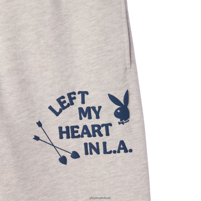 Playboy Women Left My Heart in L.A. Sweatpant HBFB1217 Clothing Heather Grey