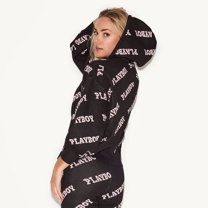 Playboy Women Masthead Intarsia Knit Leggings HBFB1221 Clothing Black