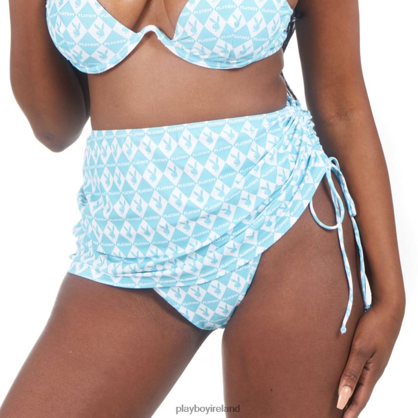 Playboy Women Monogram Mini Sarong HBFB1276 Clothing Light Blue