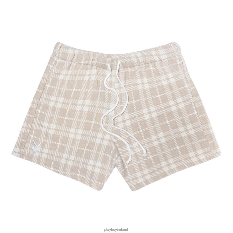 Playboy Women Oversized Plaid Short HBFB1279 Clothing Tan plaid