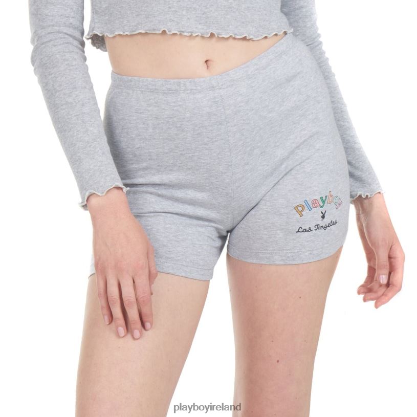 Playboy Women Rainbow Masthead Bike Short HBFB1319 Clothing Heather Grey