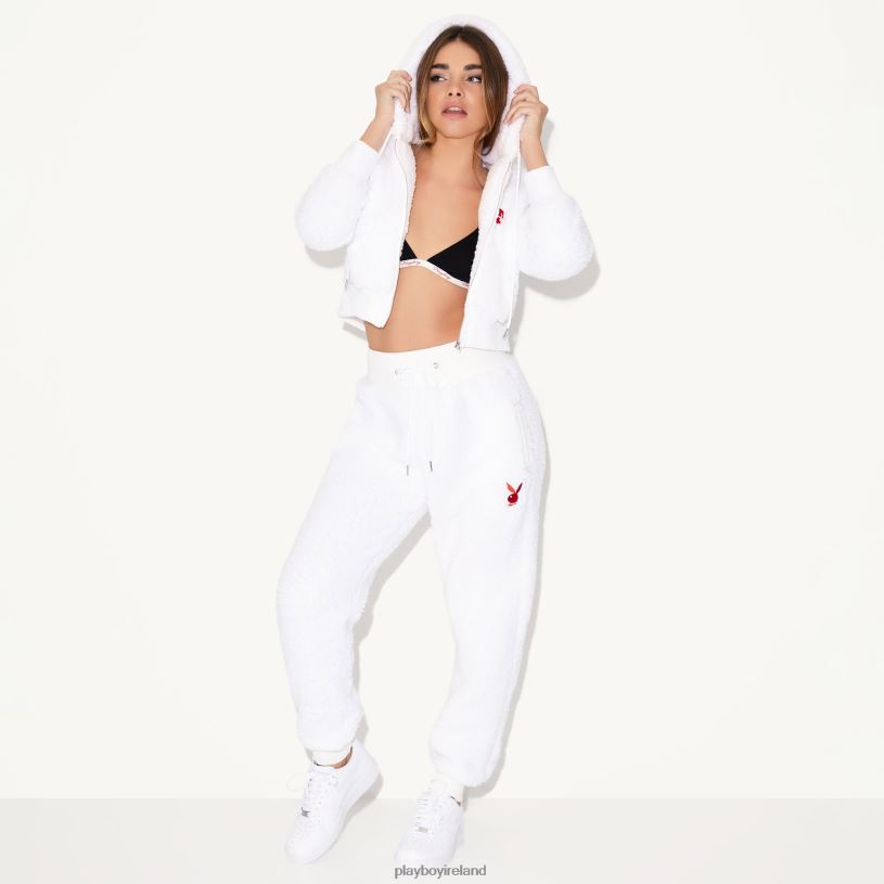 Playboy Women Sherpa Jogger HBFB1210 Clothing White