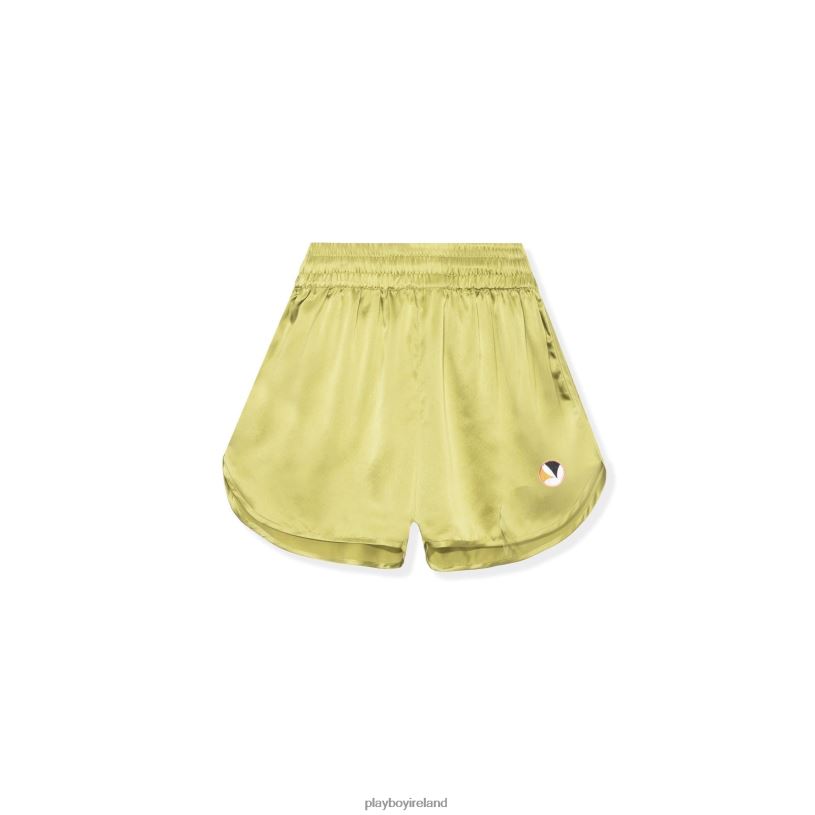 Playboy Women Silk Track Shorts HBFB1310 Clothing Olive