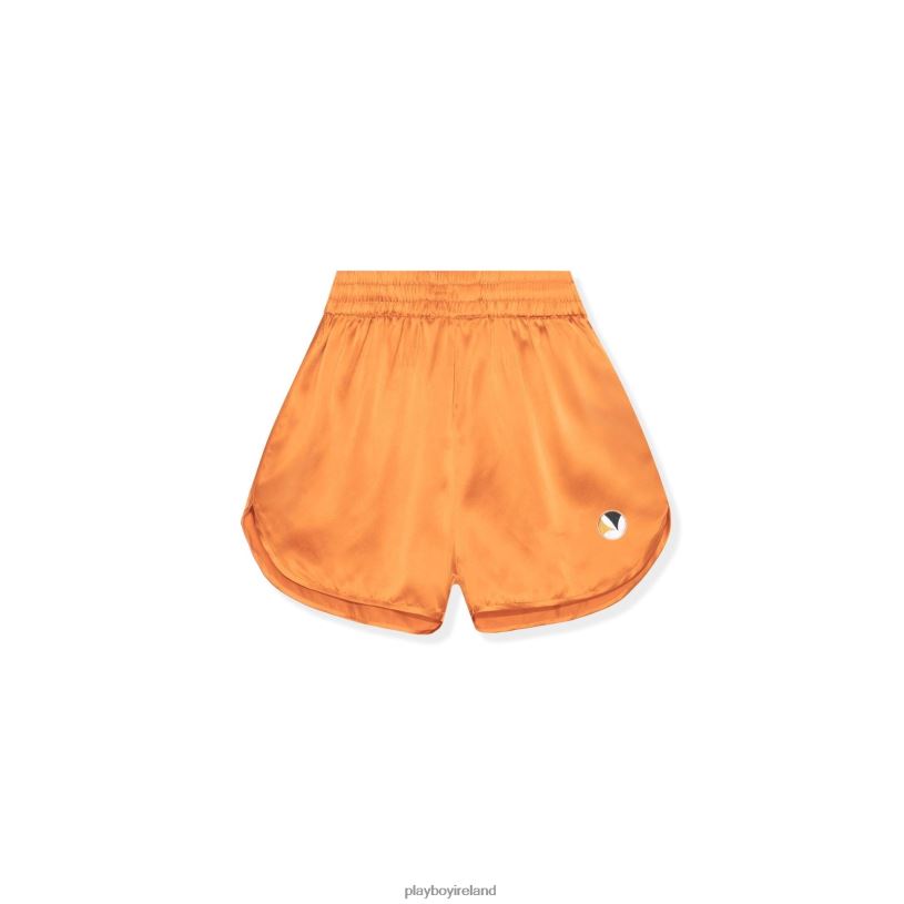 Playboy Women Silk Track Shorts HBFB1311 Clothing Rust