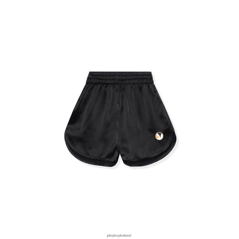 Playboy Women Silk Track Shorts HBFB1312 Clothing Black