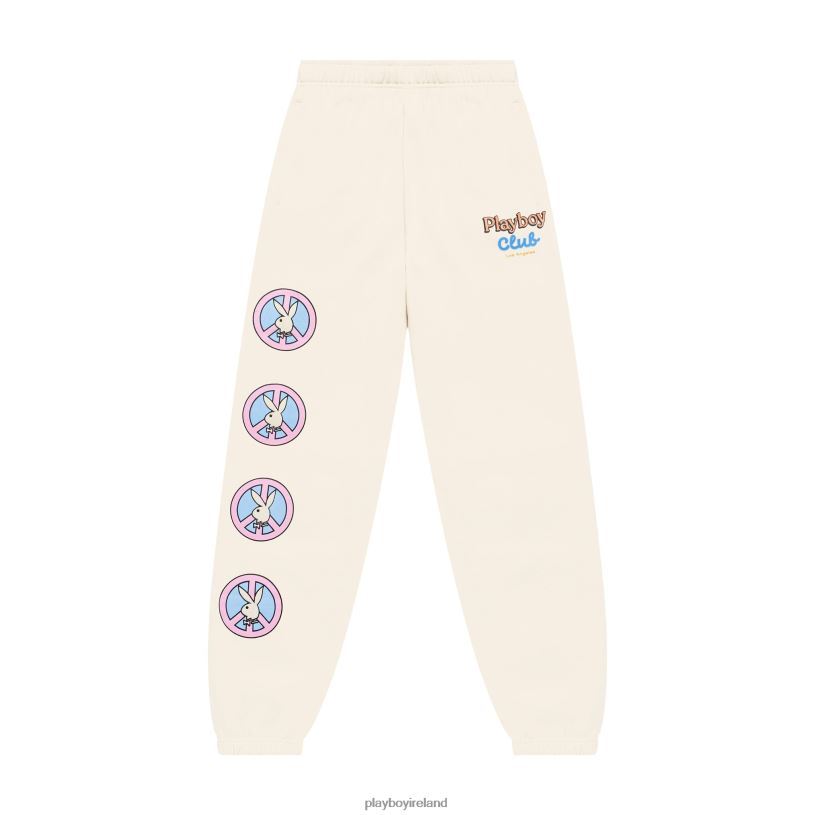 Playboy Women Smile Club Sweatpants HBFB1213 Clothing Bone white