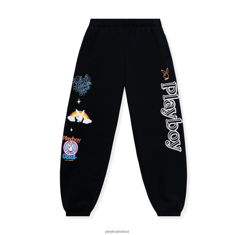 Playboy Women Smile Club Sweatpants HBFB1329 Clothing Black