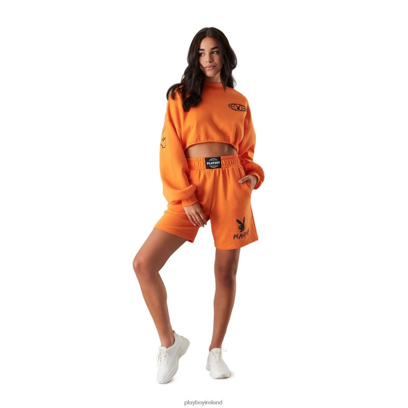 Playboy Women Sweat Shorts HBFB1265 Clothing Orange