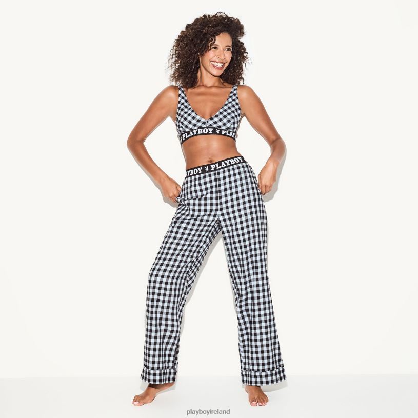 Playboy Women The Flannel Sleep Pajama Pant HBFB1231 Clothing Blue check