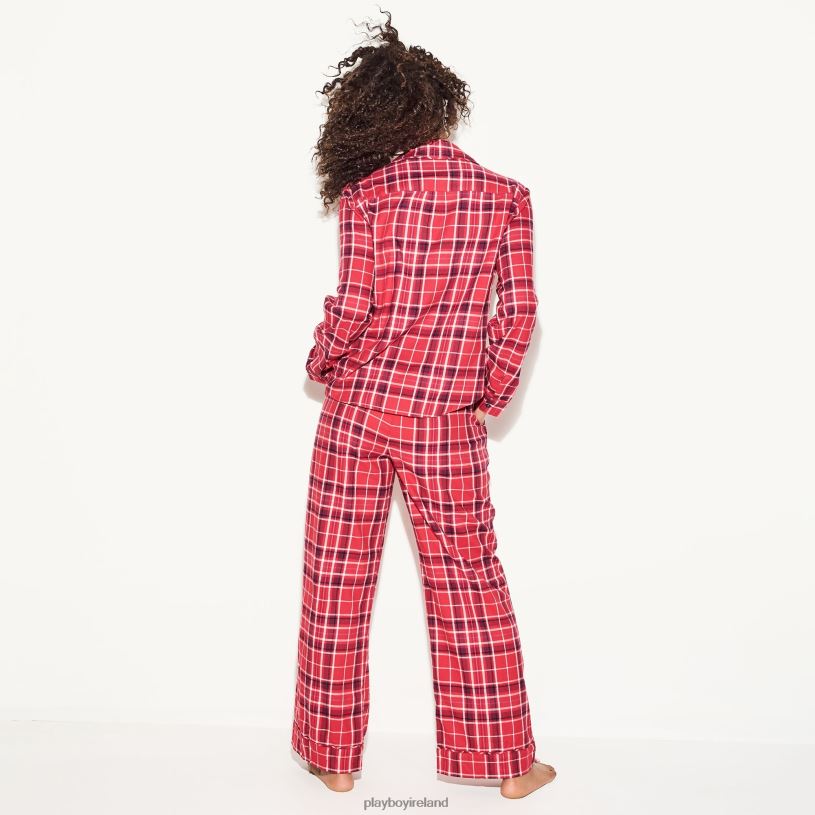Playboy Women The Flannel Sleep Shirt HBFB1300 Clothing Red Plaid