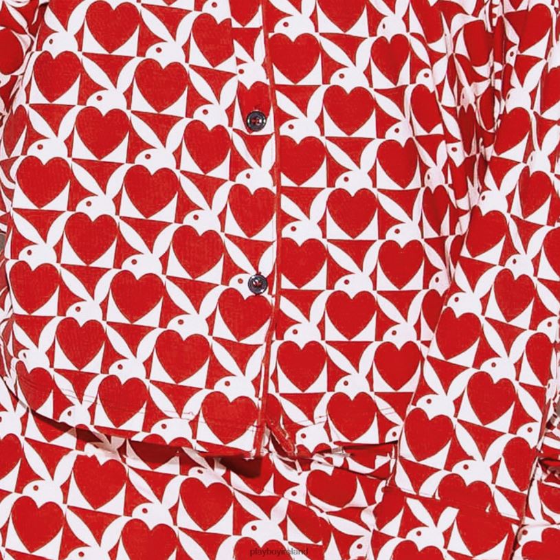 Playboy Women The Slumber Party Pajama Set HBFB1215 Clothing Heart bunny red