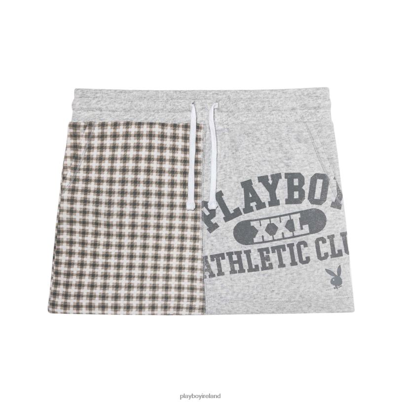 Playboy Women Varsity Plaid Mini Skirt HBFB1260 Clothing Heather Grey