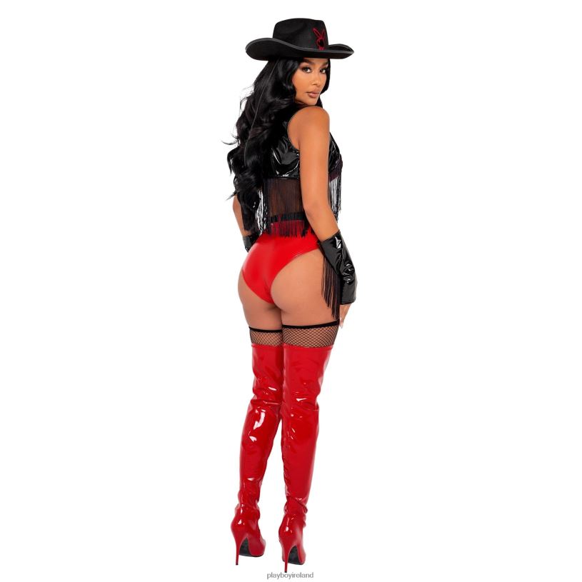 Playboy Women Buckaroo Cowgirl - 5pcs Set HBFB1364 Clothing Black/Red