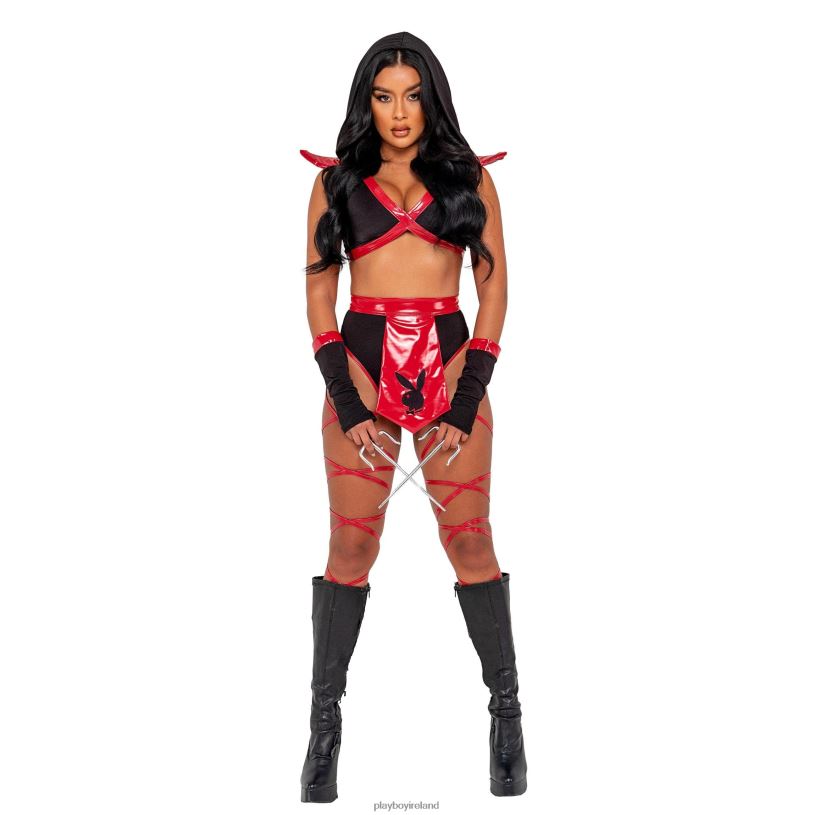 Playboy Women Combat Ninja - 5pcs Set HBFB1377 Clothing Black/Red