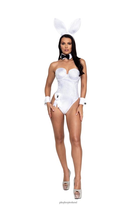 Playboy Women Rhinestone Bunny - 3pcs Set HBFB1367 Clothing White/Silver