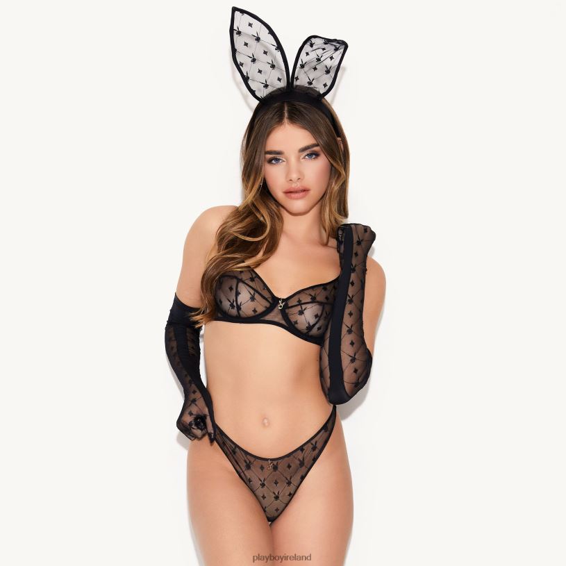 Playboy Women The Icon Bunny Ears HBFB1362 Clothing Black