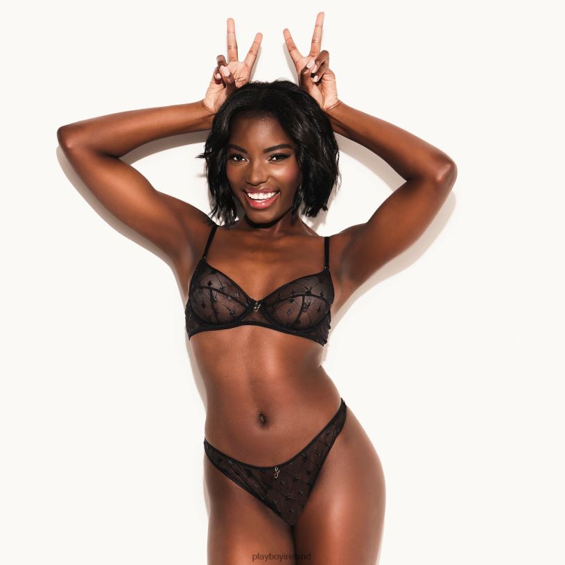 Playboy Women The Icon Underwire Bra HBFB1490 Clothing Black