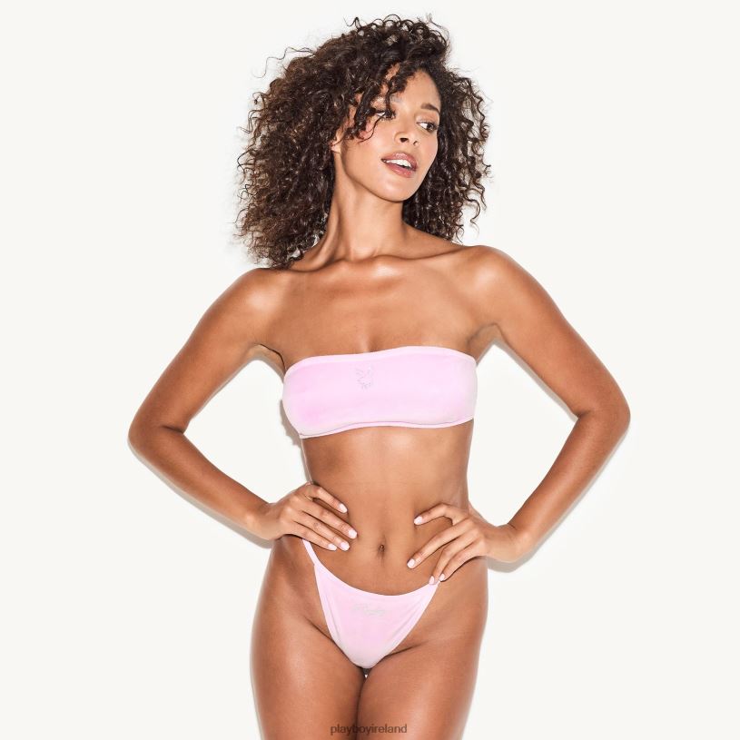 Playboy Women Velour Bandeau HBFB1523 Clothing Soft Pink
