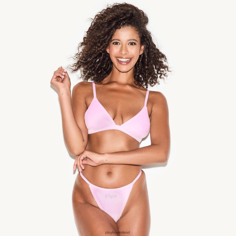 Playboy Women Velour Bralette HBFB1524 Clothing Soft Pink