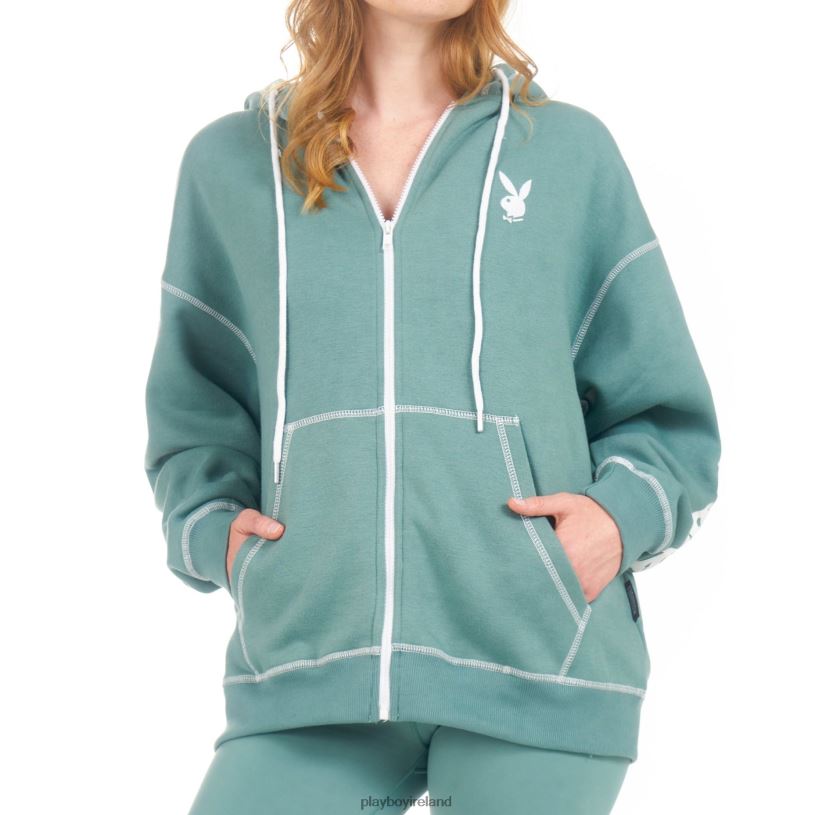 Playboy Women Active Zip Through Hoodie HBFB1134 Clothing Green