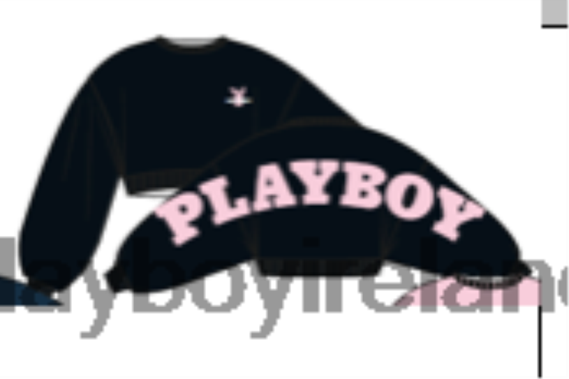 Playboy Women Back Graphic Oversized Knit Sweater HBFB1069 Clothing Black