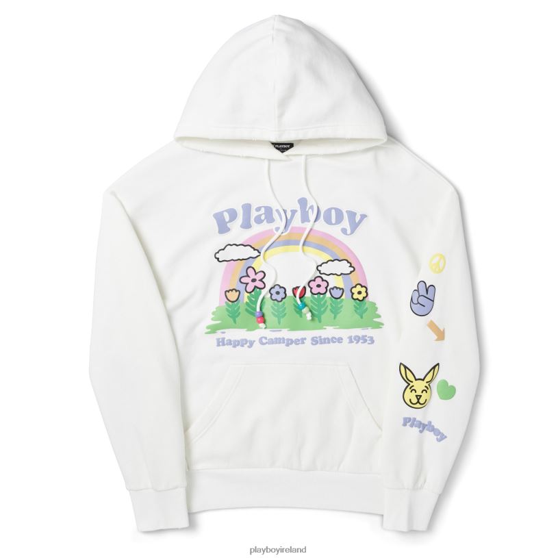Playboy Women Beaded Rainbow Hoodie HBFB1113 Clothing Star white