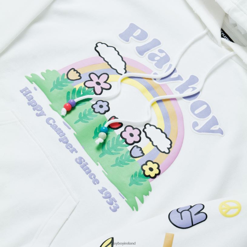 Playboy Women Beaded Rainbow Hoodie HBFB1113 Clothing Star white