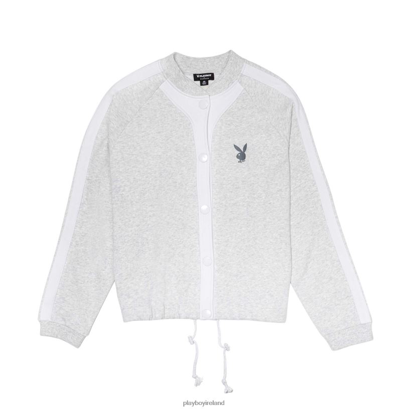Playboy Women Bunny Bomber Jacket HBFB1112 Clothing Heather Grey